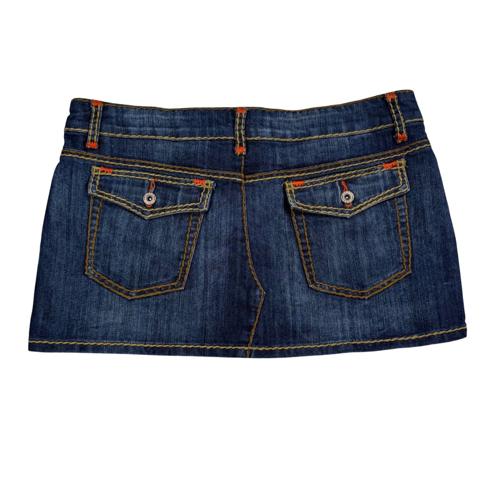 VTG Wet Seal Denim Mini Micro Skirt Contrast Stitch Y2K Low Rise Size‎ 11